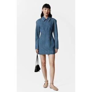 & Other Stories Long Sleeve Denim Minidress In Blue Medium Dusty